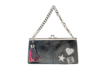 Loewe Crystal Anagram Chain Purse made of black leather