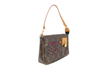 Louis Vuitton Monogram Shoulder Bag with Pink Floral Detail & Gold Lock - Image 5