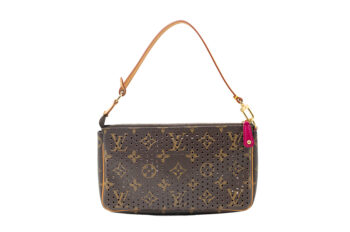 Louis Vuitton Monogram Shoulder Bag with Pink Floral Detail & Gold Lock - Image 6