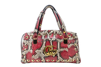 Snakeskin Large Arli Top Handle Bag red Beige
