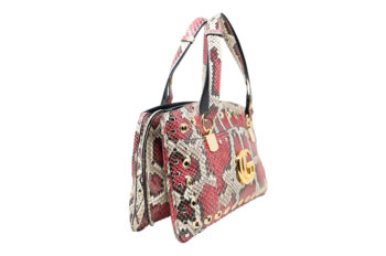 Snakeskin Large Arli Top Handle Bag red Beige - Image 2