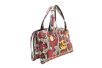 Snakeskin Large Arli Top Handle Bag red Beige - Image 3