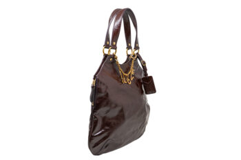 Glazed leather Yves Saint Laurent Tribute tote with gold-tone hardware and a signature "LOVE" charm. - Image 3