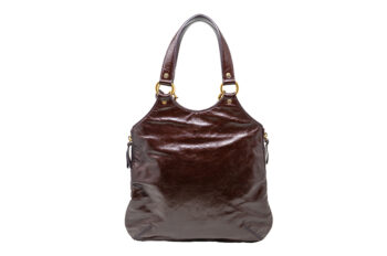 Glazed leather Yves Saint Laurent Tribute tote with gold-tone hardware and a signature "LOVE" charm. - Image 6