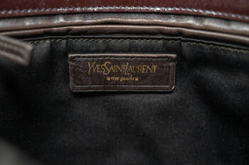 Glazed leather Yves Saint Laurent Tribute tote with gold-tone hardware and a signature "LOVE" charm. - Image 4